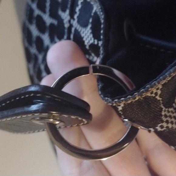 KATE SPADE BLACK WHITE SIGNATURE LOGO DRAWSTRING BUCKET HANDBAG - Picture 8 of 12